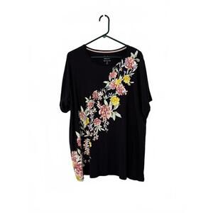 Croft & Barrow Women's Plus Classic Tee - Floral Design - 2X